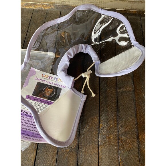 Crazy Felix Sz S Purple Cat Cone Collar Comfort Anti Licking Adjustable - Picture 1 of 4